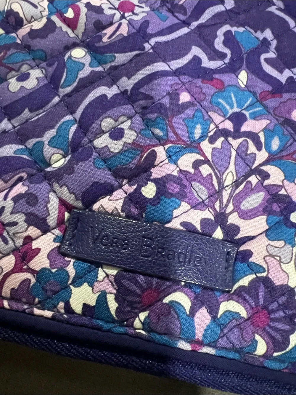 Vera Bradley Purple Floral Quilted tablet Sleeve with Blue Accents